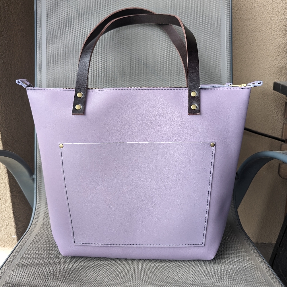 Portland Leather Goods Medium Zip Lavender Tote